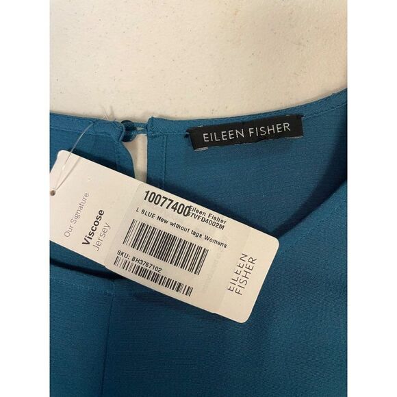 Eileen Fisher Bateau Neck Crepe Dress Large Jewel NWT - Picture 5 of 6